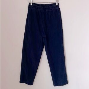 Caramel Corduroy Navy Blue Pull-On Trouser Pant XS